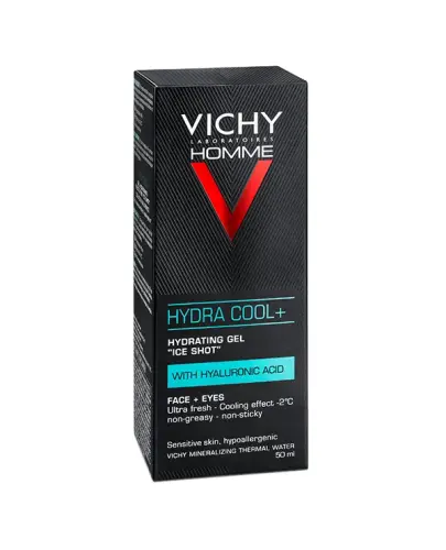 Vichy Homme Hydra Cool+, żel nawilżający z efektem chłodzenia, 50 ml - Odświeżający i nawilżający żel dla mężczyzn. Do twarzy i okolic oczu.