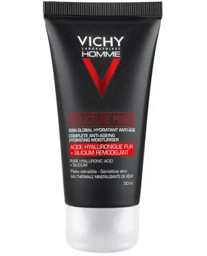 Vichy Homme Structure Force, przeciwzmarszczkowy krem do twarzy, 50 ml - Kompleksowa pielęgnacja dopasowana do wrażliwej skóry mężczyzn