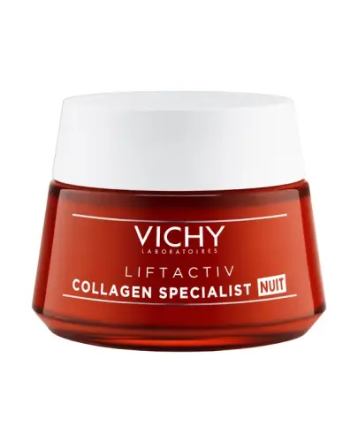 Vichy Liftactiv Collagen Specialist, krem przeciwzmarszczkowy na noc, 50 ml - Silna formuła bogata w składniki aktywne naturalnego pochodzenia