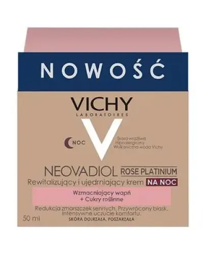 Vichy Neovadiol Rose Platinium krem na noc, 50 ml - Rewitalizujący i ujędrniający do skóry dojrzałej