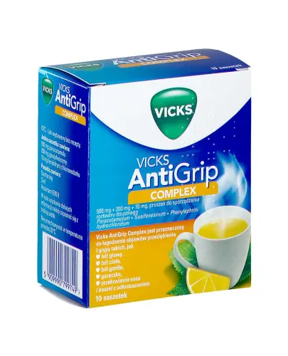 Vicks AntiGrip Complex, 10 saszetek - Łagodzenie objawów przeziębienia i grypy