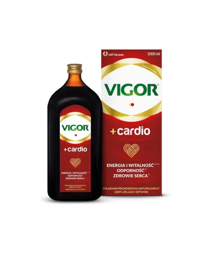 Vigor+ Cardio tonik bezalkoholowy, 1000 ml - Z witaminami, głogiem i żelazem