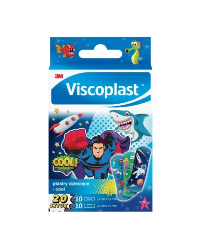 Viscoplast Cool, plastry dla dzieci, 20 sztuk - Delikatne dla skóry, wysoce przepuszczające powietrze