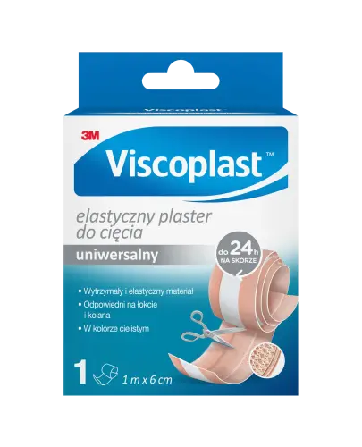 Viscoplast Elastyczny, cielisty, 1m x 6cm - Trwały i mocny plaster z wodoodpornym klejem oraz możliwością przycięcia