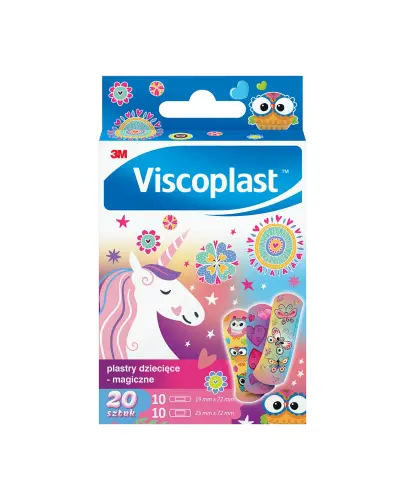 Viscoplast Magiczne, plastry dla dzieci, 20 sztuk - Delikatne dla skóry, wysoce przepuszczające powietrze