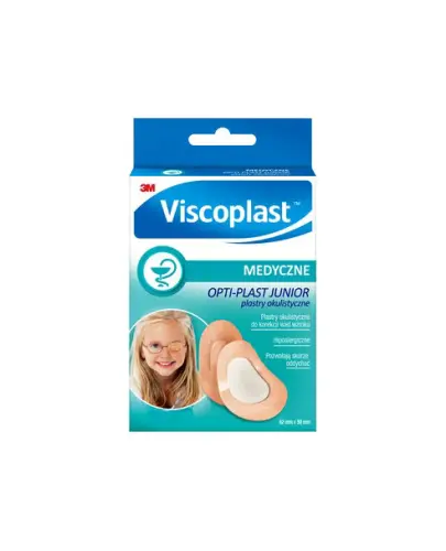 Viscoplast Opti-plast Junior, 62 mm x 50 mm, 10 sztuk - Delikatne dla skóry plastry okulistyczne do stosowania pod okularami korekcyjnymi