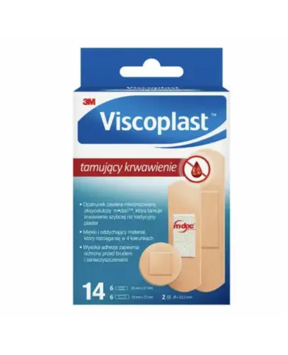 Viscoplast Plaster tamujący krwawienie, 14 sztuk - Szybka pomoc w nagłych przypadkach