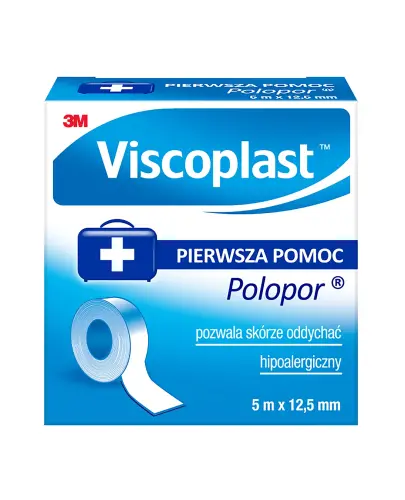 Viscoplast Polopor, plaster włókninowy, 5 m x 12,5 mm, 1 sztuka - Odpowiedni dla wrażliwej skóry, łatwo się rozdziera do odpowiedniego rozmiaru