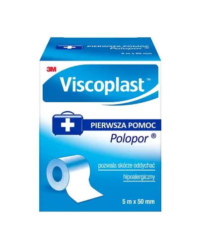 Viscoplast Polopor, plaster włókninowy, 5 m x 50 mm, 1 sztuka - Odpowiedni dla wrażliwej skóry, łatwo się rozdziera do odpowiedniego rozmiaru