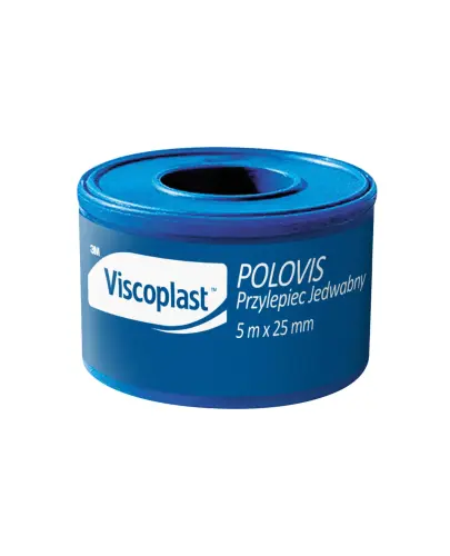 Viscoplast Polovis, plaster jedwabny, 5 m x 25 mm, 1 sztuka - Do mocowania opatrunków, w tym dużych, pooperacyjnych oraz szyn