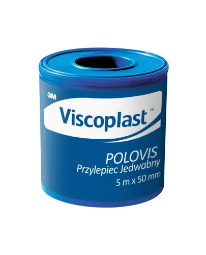 Viscoplast Polovis, plaster jedwabny, 5 m x 50 mm, 1 sztuka - Do mocowania opatrunków, w tym dużych, pooperacyjnych oraz szyn