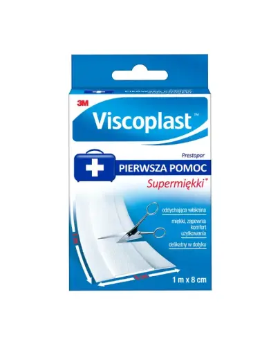 Viscoplast Prestopor Supermiękki plaster do cięcia, 1 m x 8 cm - Delikatny, dopasowujący się do ruchów ciała plaster z możliwością przycięcia