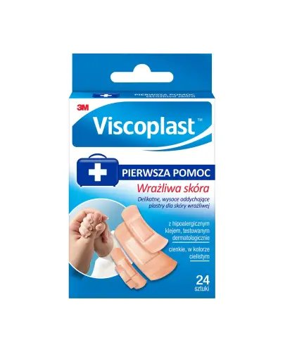 Viscoplast Wrażliwa Skóra, plastry z opatrunkiem, 24 sztuki - Z chłonnym opatrunkiem nieprzywierającym do rany