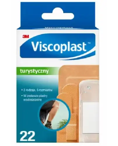 Viscoplast Turystyczny, zestaw  22 plastrów - Plastry z opatrunkiem z przepuszczających powietrze materiałów