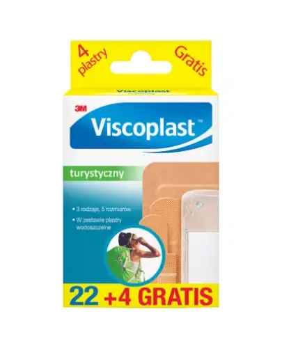 Viscoplast Turystyczny, 3 rodzaje,  22 + 4 sztuki - Zestaw plastrów z opatrunkiem z przepuszczających powietrze materiałów