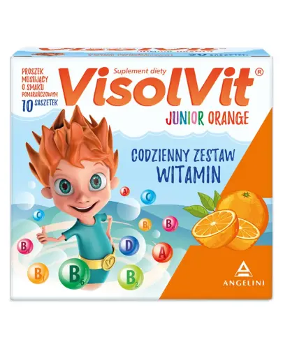 VisolVit Junior Orange, granulat, 10 saszetek - Zestaw witamin dla dzieci, które wspomagają odporność