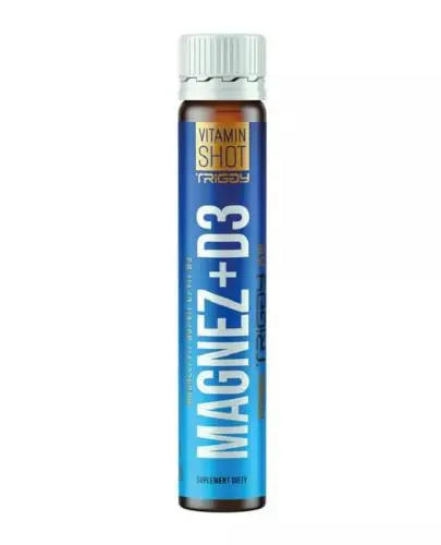 Triggy Vitamin Shot Magnez + D3, smak poziomkowy, 25 ml - Dla osób dorosłych, aktywnych fizycznie