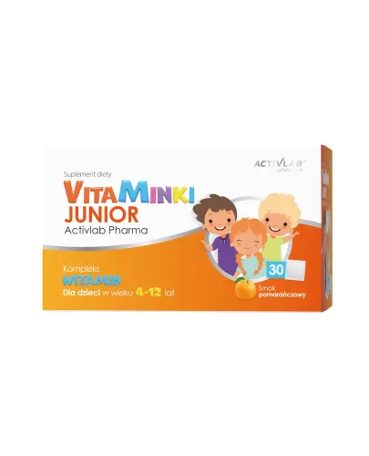 VitaMinki Junior, 30 saszetek o smaku pomarańczowym - Suplement diety z witaminami