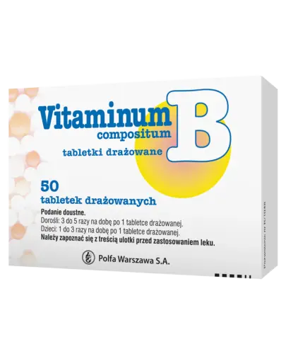 Vitaminum B compositum, 50 tabletek - Profilaktyka niedoborów witamin z grupy B.