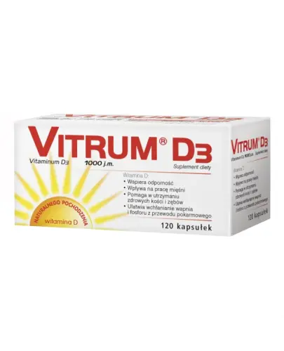 Vitrum D3, 120 kapsułek - Vitrum D3 to naturalna witamina D3 w dawce 1000 j.m. 