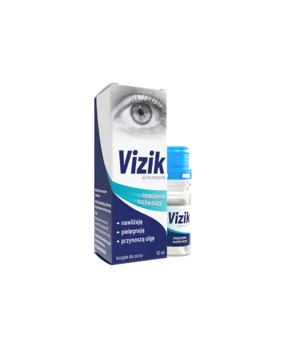 Vizik zmęczone i suche oczy, krople do oczu, 10 ml - Sterylne krople do oczu, które nawilżają powierzchnię oka chroniąc ją przed długotrwałym dyskomfortem