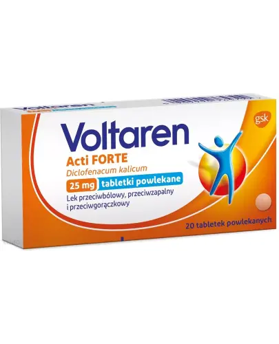 Voltaren Acti Forte 25 mg, 20 tabletek powlekanych - Działanie przeciwbólowe, przeciwgorączkowe, przeciwzapalne