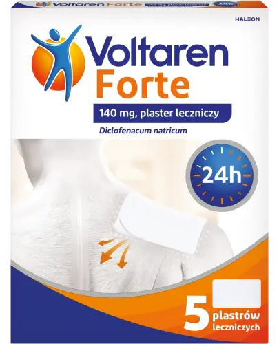 Voltaren Forte, 140 mg, 5 plastrów leczniczych - Łagodzą ból, do krótkotrwałego miejscowego stosowania