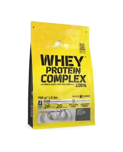 Olimp Whey Protein Complex 100% biała czekolada z maliną, 700 g - Proste i wygodne źródło wysokiej jakości protein, duża porcja białka i aminokwasów