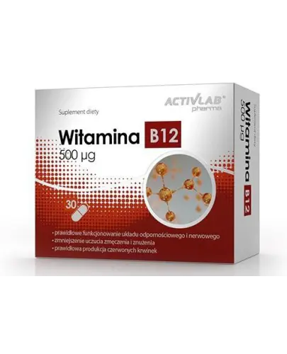 Activlab Witamina B12 500mg, 30 kapsułek  - Suplement diety z witaminą B12.