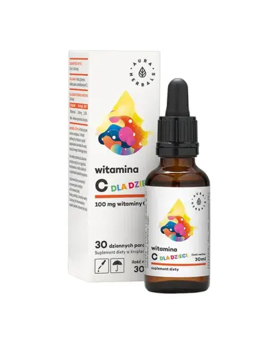 Aura Herbals Witamina C dla dzieci 100 mg, 30 ml - Wsparcie układu odpornościowego u dzieci