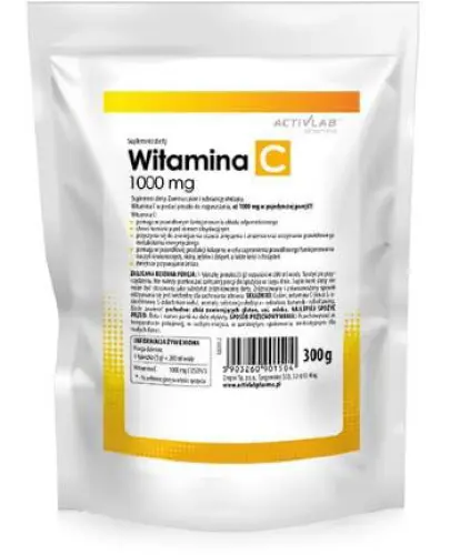 Witamina C 1000mg Activlab Pharma proszek, 300 g - Proszek, który zawiera kwas L-askorbinowy wspomagający procesy odpornościowe organizmu