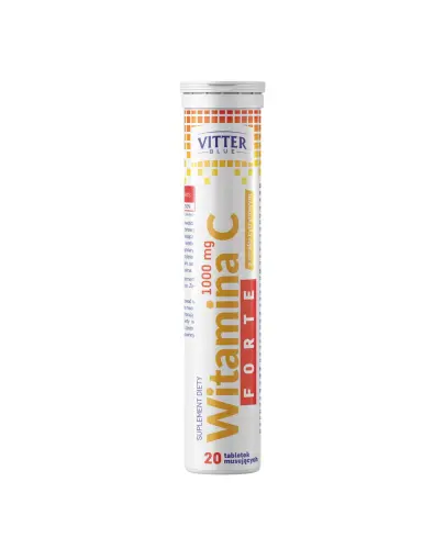 Witamina C Forte Vitter Blue, 1000 mg, 20 tabletek musujących o smaku cytrynowym - Suplement diety z witaminą C. Dla osób dorosłych.