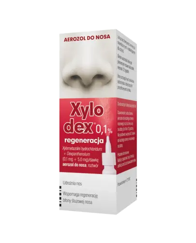 Xylodex 0,1% regeneracja aerozol do nosa, 10 ml - Aerozol, który udrożnia nos i wspomaga regenerację błony śluzowej nosa