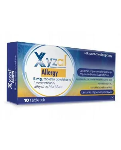 Xyzal Allergy 5 mg, 10 tabletek powlekanych - Lek przeciwalergiczny