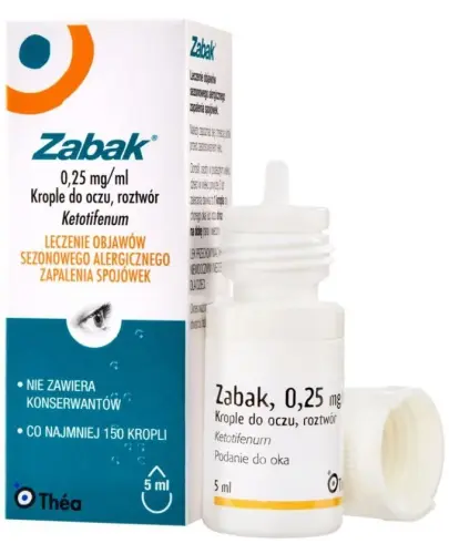 ZABAK krople do oczu, 5 ml - Krople do oczu do leczenia objawów sezonowego alergicznego zapalenia spojówek