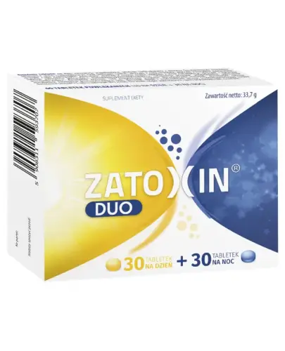 Zatoxin Duo, 60 tabletek - Z kompozycją ekstraktów roślinnych oraz witamin i minerałów, które zawarte są w dwóch tabletkach: na dzień i na noc