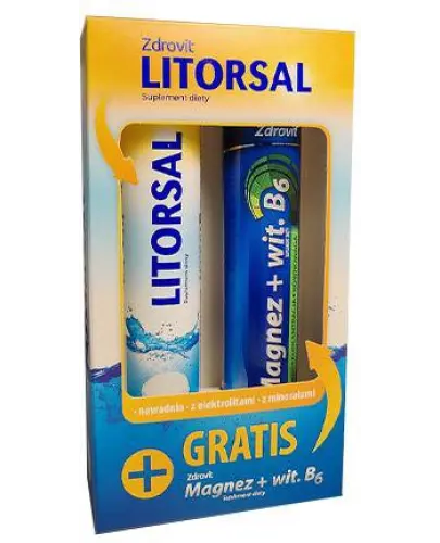 Zdrovit Litorsal + Magnez + wit.B6, 24 + 24 tabletki musujące - Zestaw z elektrolitami i magnezem