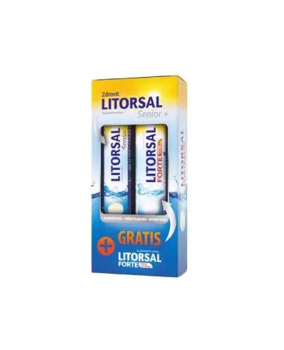 Zdrovit Litorsal Senior+ + Litorsal Forte mango-marakuja, 2 x 24 tabletki musujące - Z elektrolitami i minerałami