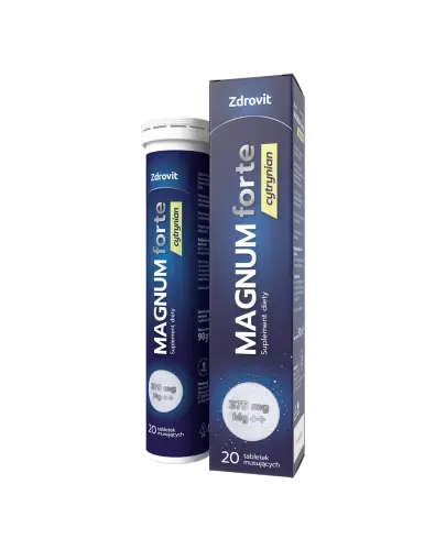 Zdrovit Magnum Forte Cytrynian 375 mg, 20 tabletek musujących - Tabletki musujące z magnezem i witaminą B6.