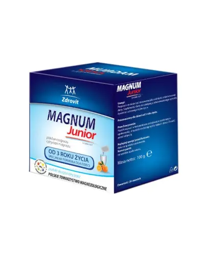 Zdrovit Magnum Junior, 20 saszetek - Magnez w saszetkach dla aktywnych dzieci