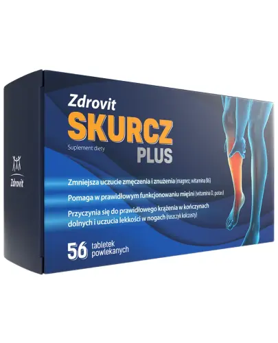 Zdrovit Skurcz Plus, 56 tabletek powlekanych - Suplement diety z magnezem, potasem i wyciągiem z ruszczyka