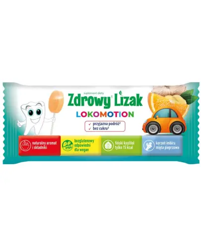 Zdrowy Lizak Lokomotion, 1 sztuka - Lizak z imbirem i miętą pieprzową na objawy choroby lokomocyjnej