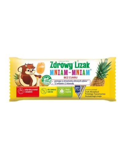 Zdrowy Lizak Mniam-Mniam o smaku ananasowym, 1 sztuka - Lizak ananasowy z witaminami i minerałami