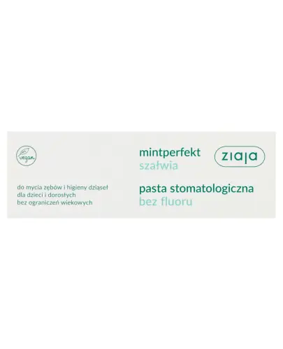 Ziaja Mintperfekt Szałwia, pasta stomatologiczna bez fluoru, 75 ml  - Do mycia zębów i higieny dziąseł